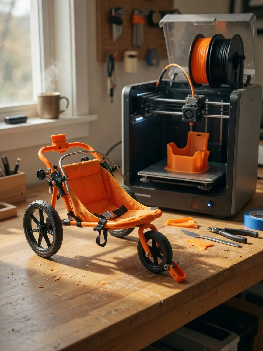 TurboRoo: The Two-Legged Chihuahua and His 3D-Printed Cart